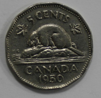 5 центов 1950г. Канада, никель, состояние VF-XF. - Мир монет