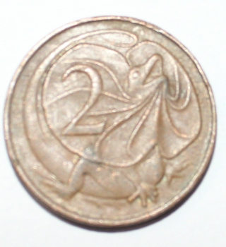 2 цента 1966г. Австралия, Ящерица, состояние VF. - Мир монет