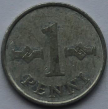 1 пенни 1971г. Финляндия, алюминий, состояние VF - Мир монет