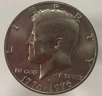 50 центов  1976г.  D. США. 200 лет подписания Декларации о независимости США, никель, состояние UNC - Мир монет