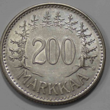 200 марок 1957г. Финляндия. cеребро 0,500,вес 8,3гр,состояние XF+ - Мир монет