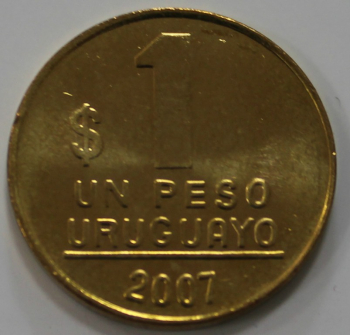 1 песо 2007г. Уругвай , состояние UNC - Мир монет