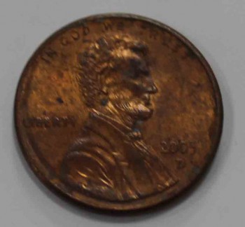 1 цент 2005г. США. D, состояние XF - Мир монет