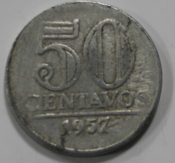 50 сентаво 1957г. Бразилия, состояние F - Мир монет