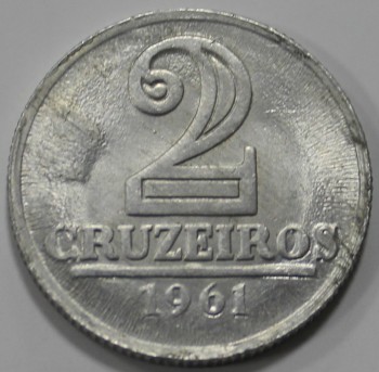 2 крузейро 1961г. Бразилия, состояние XF - Мир монет