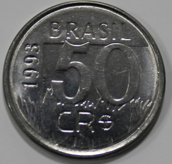 50 крузейро 1993г. Бразилия, состояние UNC - Мир монет