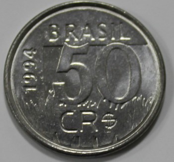 50 крузейро 1994г. Бразилия, состояние UNC - Мир монет