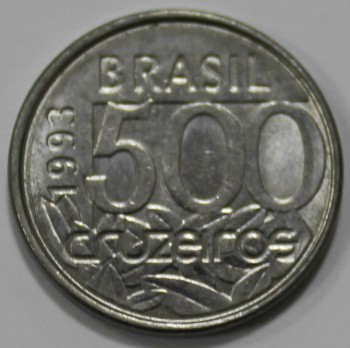500 крузейро 1993г. Бразилия, состояние UNC - Мир монет