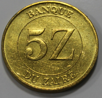 5 заир 1987г. Заир, Мобуту Сесе Секо, состояние XF-аUNC - Мир монет