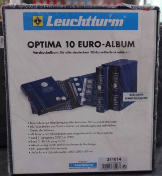 Альбом Оптима, в футляре,  для монет 10 евро 2002-2010г.г., с красочно иллюстрированными листами. 1 том.  Германия. - Мир монет