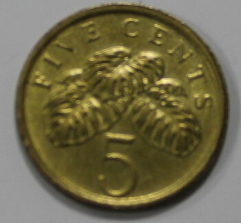 5 центов 1985г. Сингапур, состояние aUNC - Мир монет