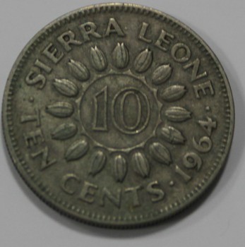 10 цент 1964г. Сьерра Леоне, Сэр Милтон Маргаи, состояние XF - Мир монет