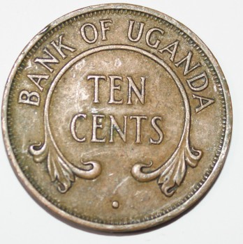 10 центов 1968г. Уганда, Бивни, состояние VF-XF - Мир монет