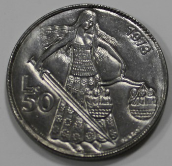 50 лир 1973г.  Сан-Марино.   Женщина-воин,  состояние UNC. - Мир монет