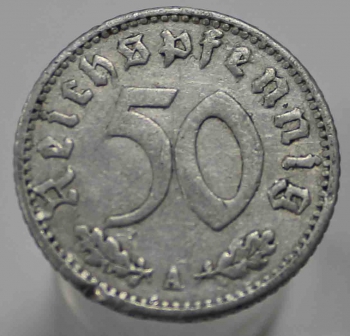 50 пфеннигов 1940г. Германия, алюминий, состояние AU - Мир монет