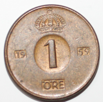 1 эре 1959г. Швеция, состояние VF. - Мир монет