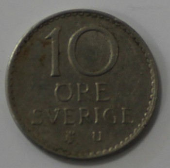 10 эре 1963г. Швеция, никель,  состояние VF - Мир монет