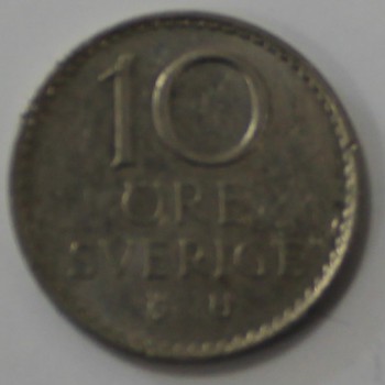 10 эре 1973г. Швеция,никель,  состояние VF - Мир монет