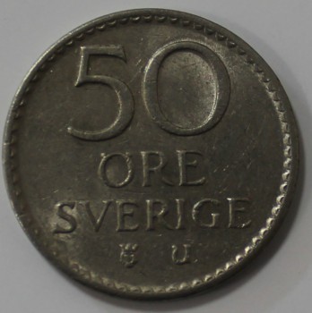 50 эре 1967г. Швеция, никель, состояние XF - Мир монет